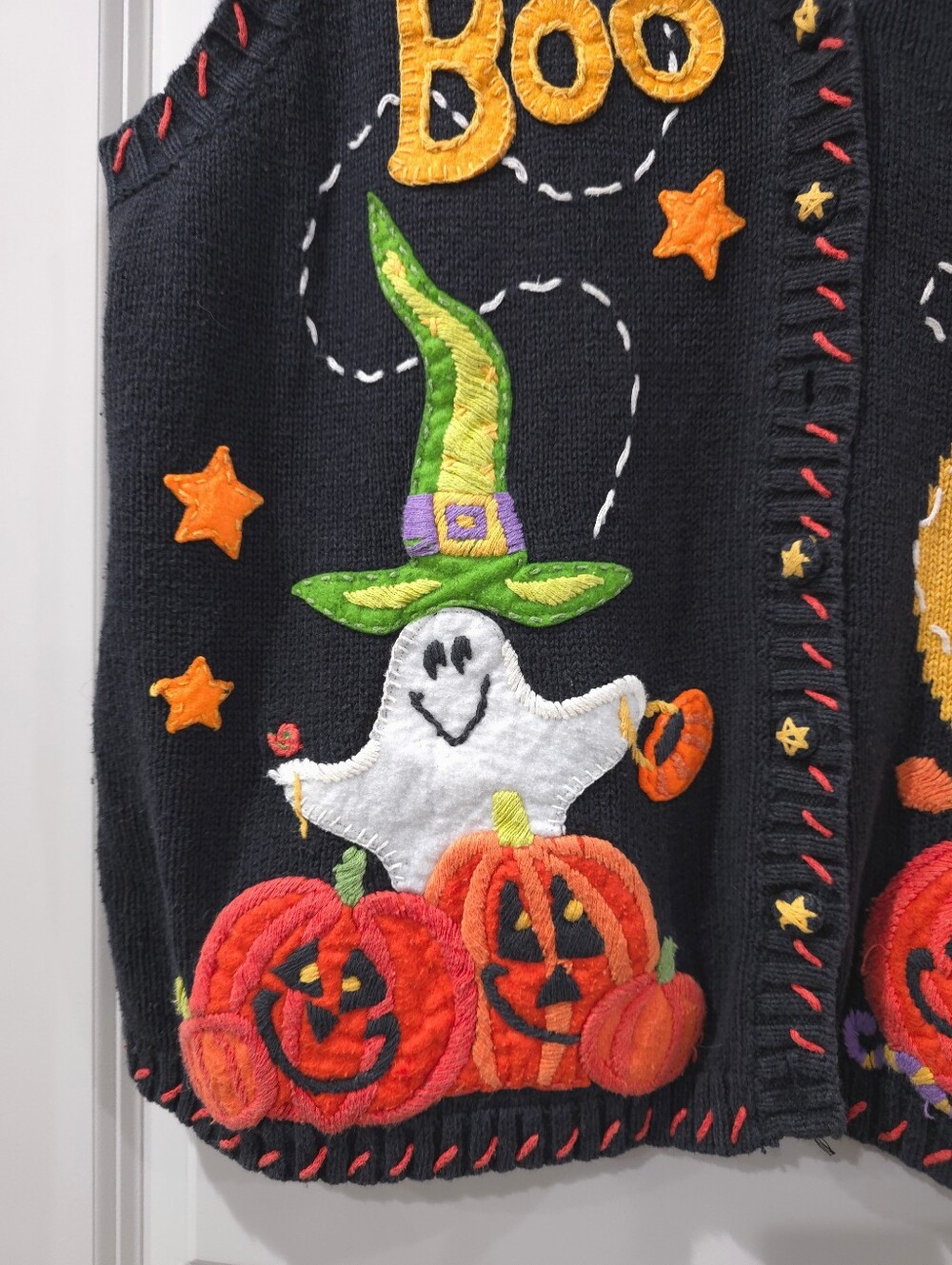 Vtg Vintage Rammie Cotton Blend Halloween Patch Vest, Preloved, Size L - Picture 3 of 13